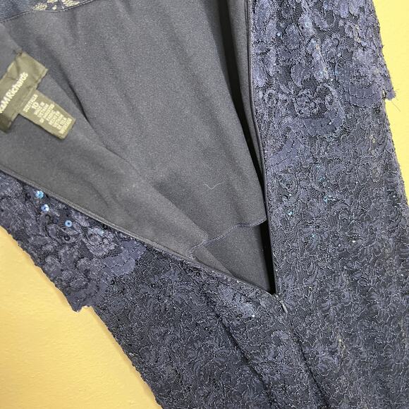 R & M Richards Black Lace Overlay Evening Gown 10 - Picture 10 of 13